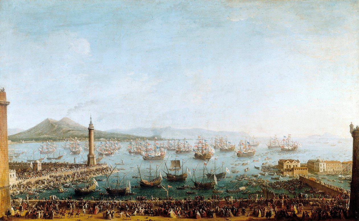 Charles av Bourbons avgang til Spania, sett fra havnen av Antonio Joli