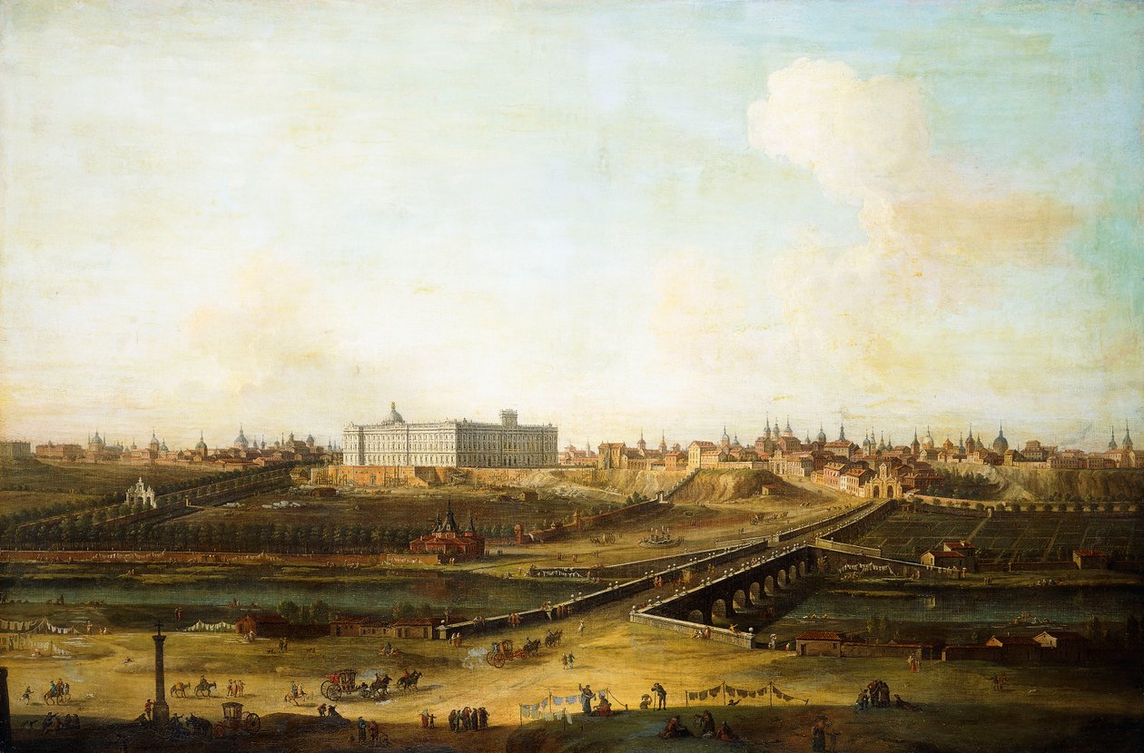Madrid og Palacio Real fra Vestbredden av Manzanares, 1752-53 av Antonio Joli