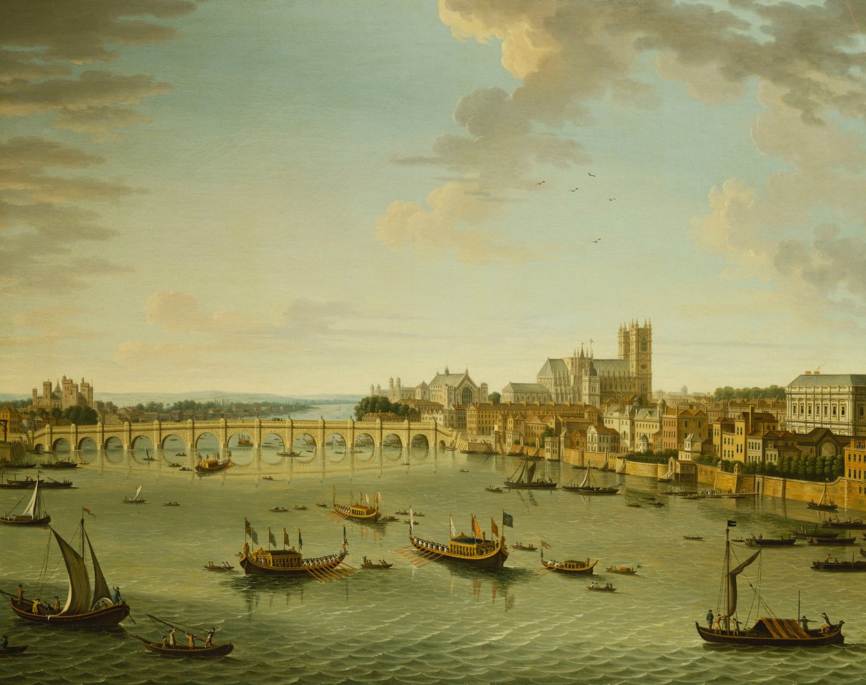 Themsen fra terrassen til Somerset House ser mot Westminster av Antonio Joli