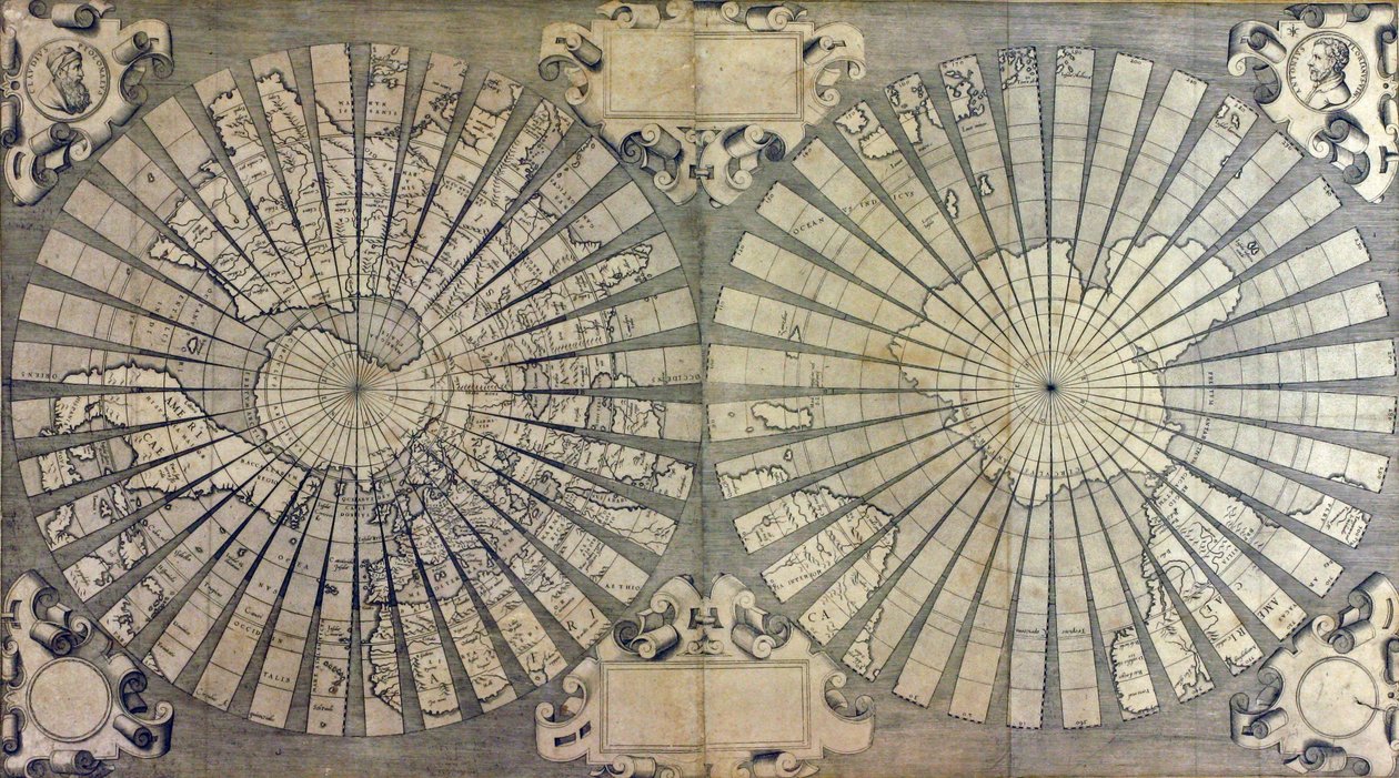 Stødt verdenskart i to halvkuler av Antonio & Kremer Gerard & Cimerlini Giovanni Paolo (16th century) Florianus