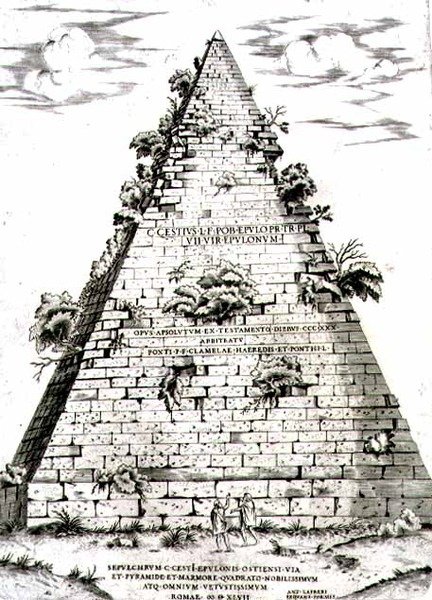 Pyramiden til Caius Cestius bygget ca. 12 f.Kr., Roma av Antonio Lafreri