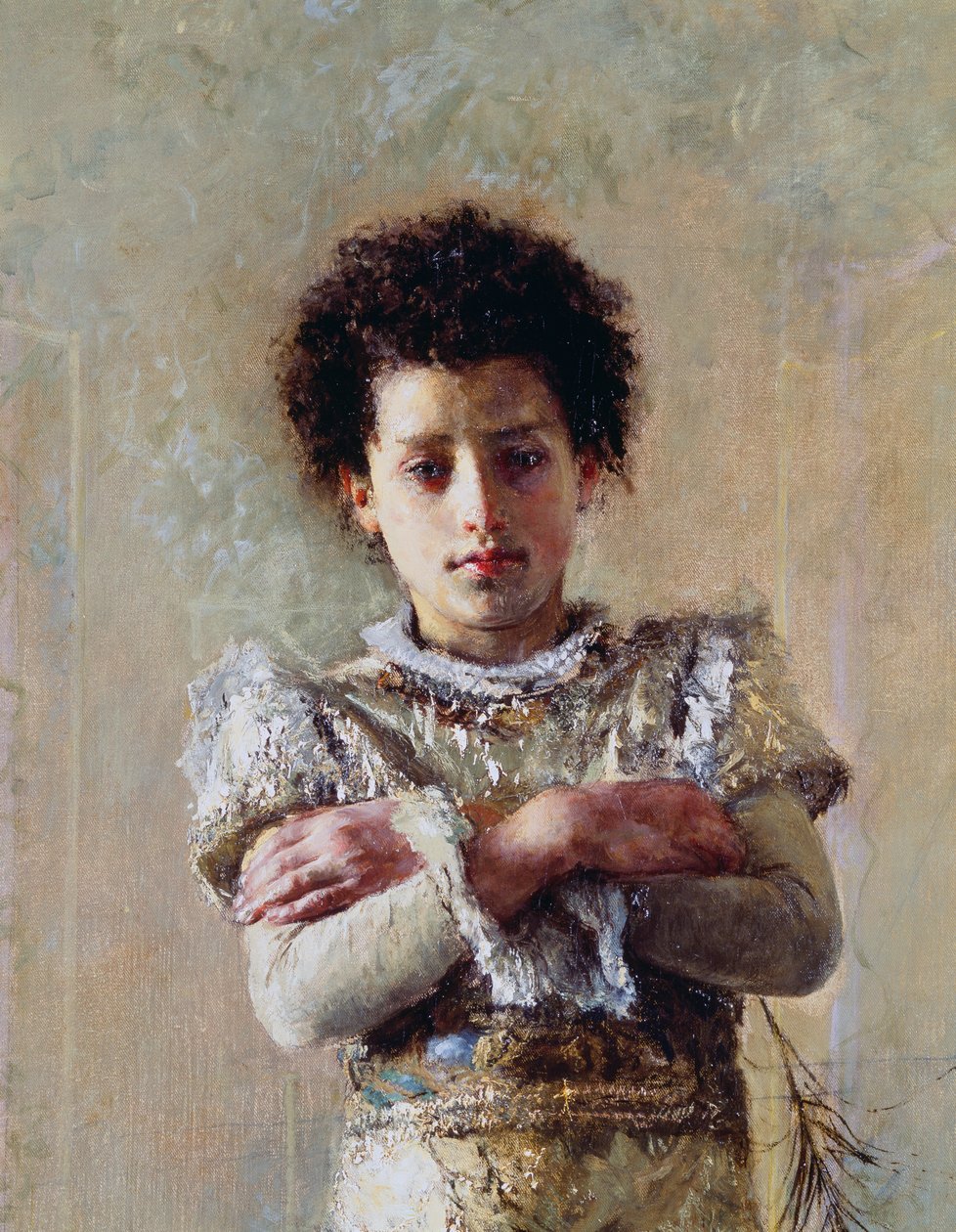 Akrobat, detalj, av Antonio Mancini (1852-1930), olje på lerret, 250,5x111,5 cm av Antonio Mancini