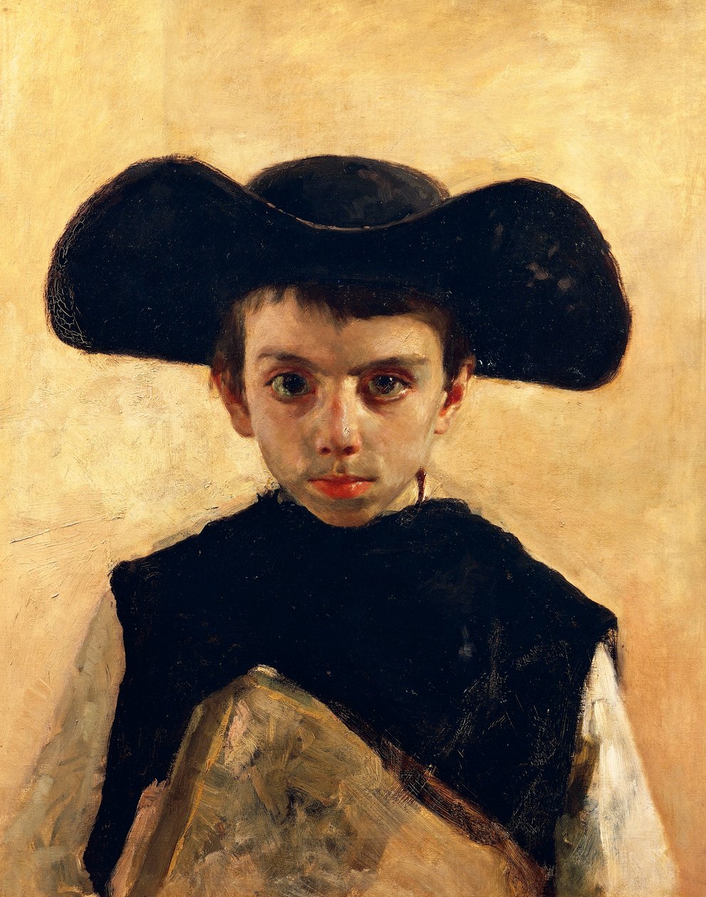 Prevetariello (liten prest), av Antonio Mancini (1852-1930), olje på lerret, 66x53 cm av Antonio Mancini