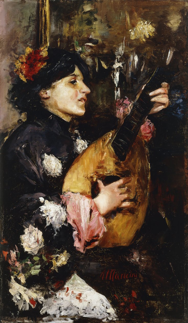 Kvinne med mandolin, av Antonio Mancini