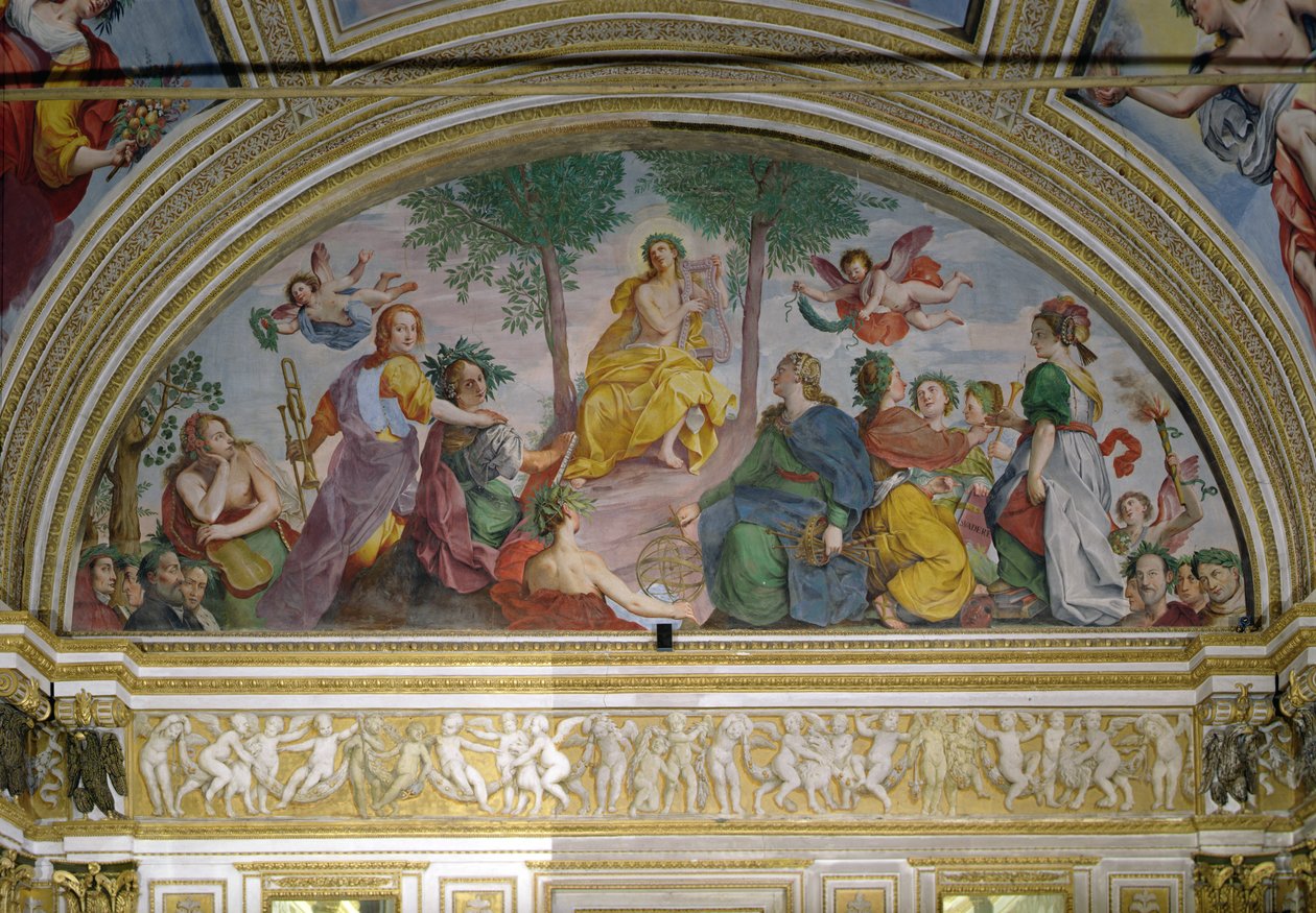 The Hall of Mirrors, Apollo and the Muses (fresco) av Antonio Maria Viani