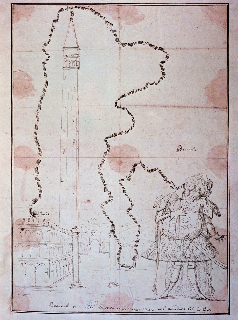 Portrett av Antonio Bernacchi, italiensk castrato (Tegneserie av Antonio Maria Zanetti