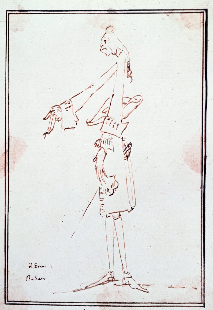 Portrett av Filippo Balatri (1676-1756) italiensk kastrat (castrato) Karikatur av Anton Maria Zanetti (1679Ð1767). Privat samling fra 1700-tallet av Antonio Maria Zanetti