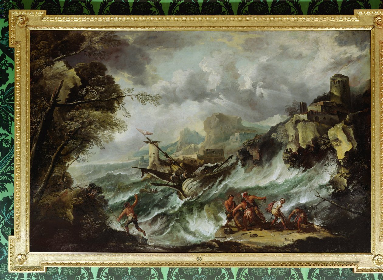 Seascape with Shipwreck, ca. 1700-07 (olje på lerret) (se også 109199) av Antonio Marini