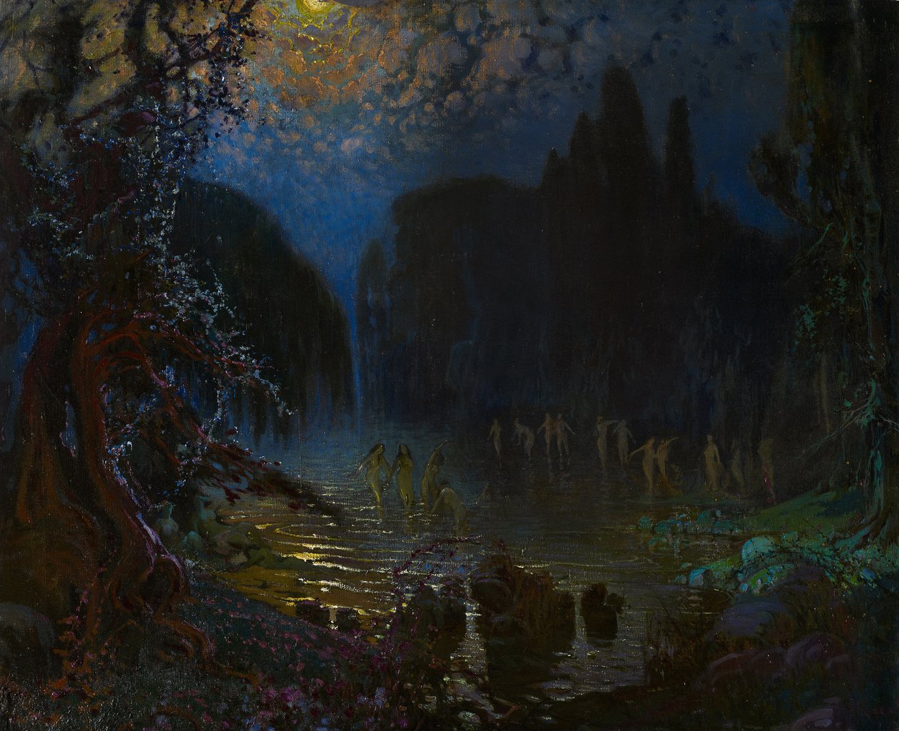 Bading av nymfene - Munoz Degrain, Antonio (1840-1924) - ca. 1915 - Olje på lerret - 76,5x93,5 - Museo Carmen Thyssen, Malaga av Antonio Munoz Degrain
