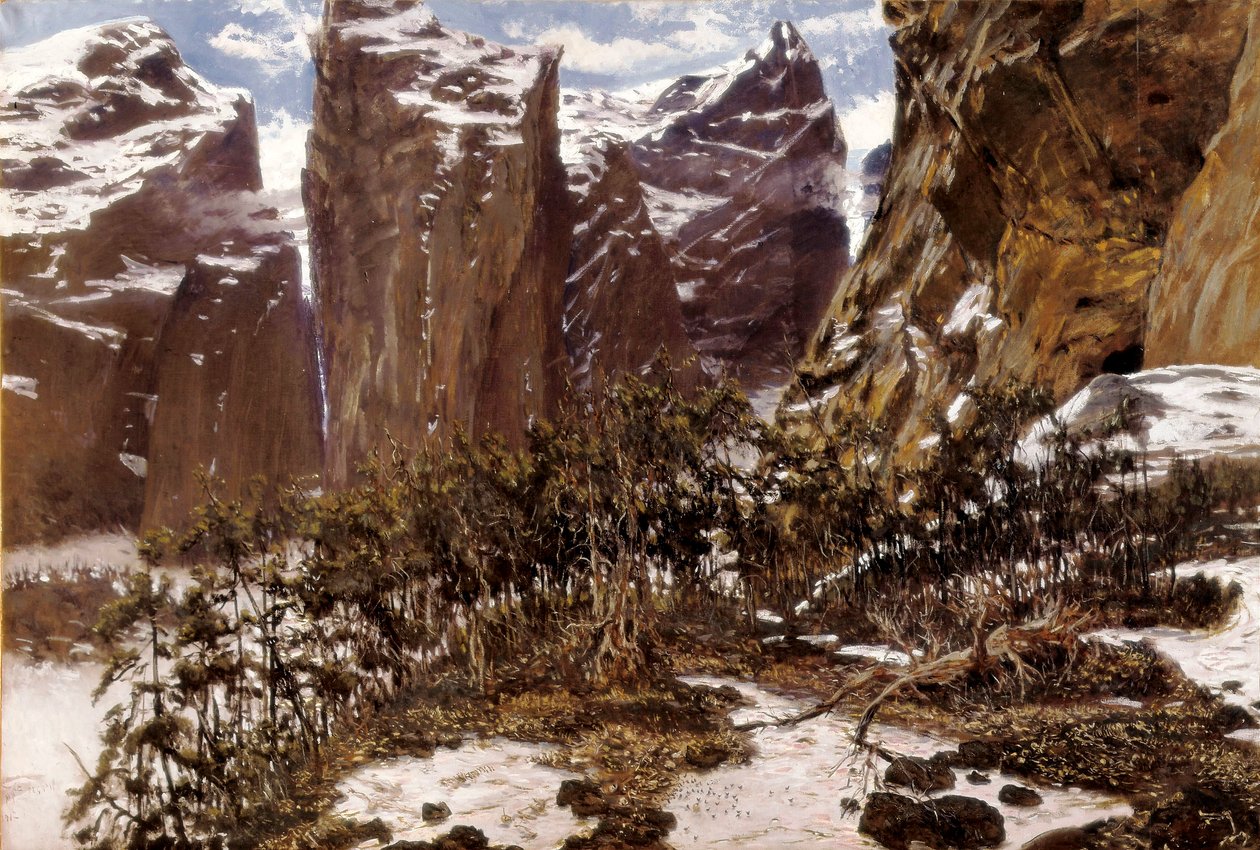 Roncesvalles (eller Roncesvalles på spansk). Landskapet i Nord-Spania. Maleri av Antoni MUNOZ i DEGRAIN (1841-1924), slutten av 1800-tallet. Olje på lerret. Spania, Valencia, Museo de Bellas Artes San Pio V. av Antonio Munoz Degrain
