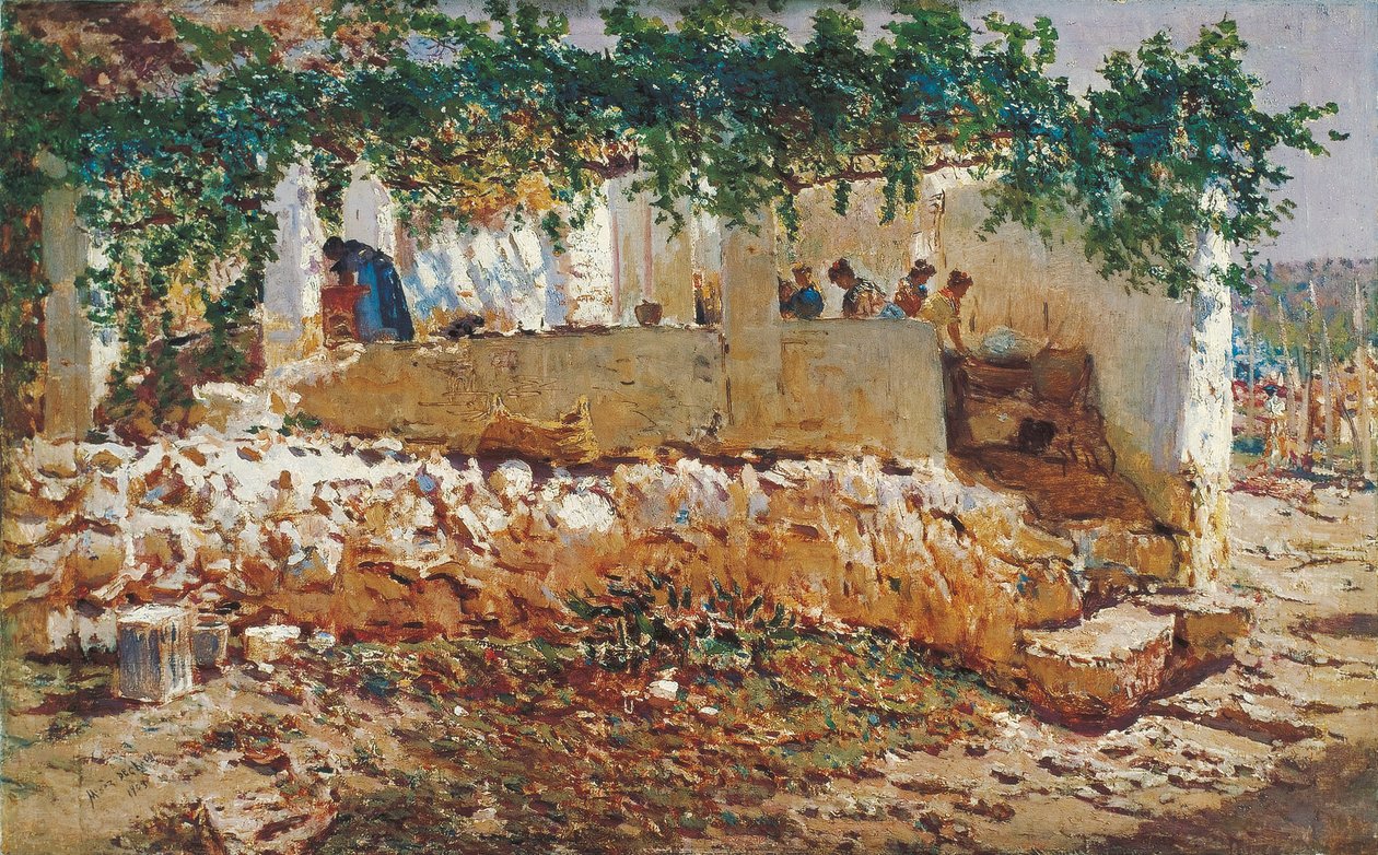 Washerwomen - Munoz Degrain, Antonio (1840-1924) - 1903 - Olje på lerret - 62x98 - Museo Carmen Thyssen, Malaga av Antonio Munoz Degrain