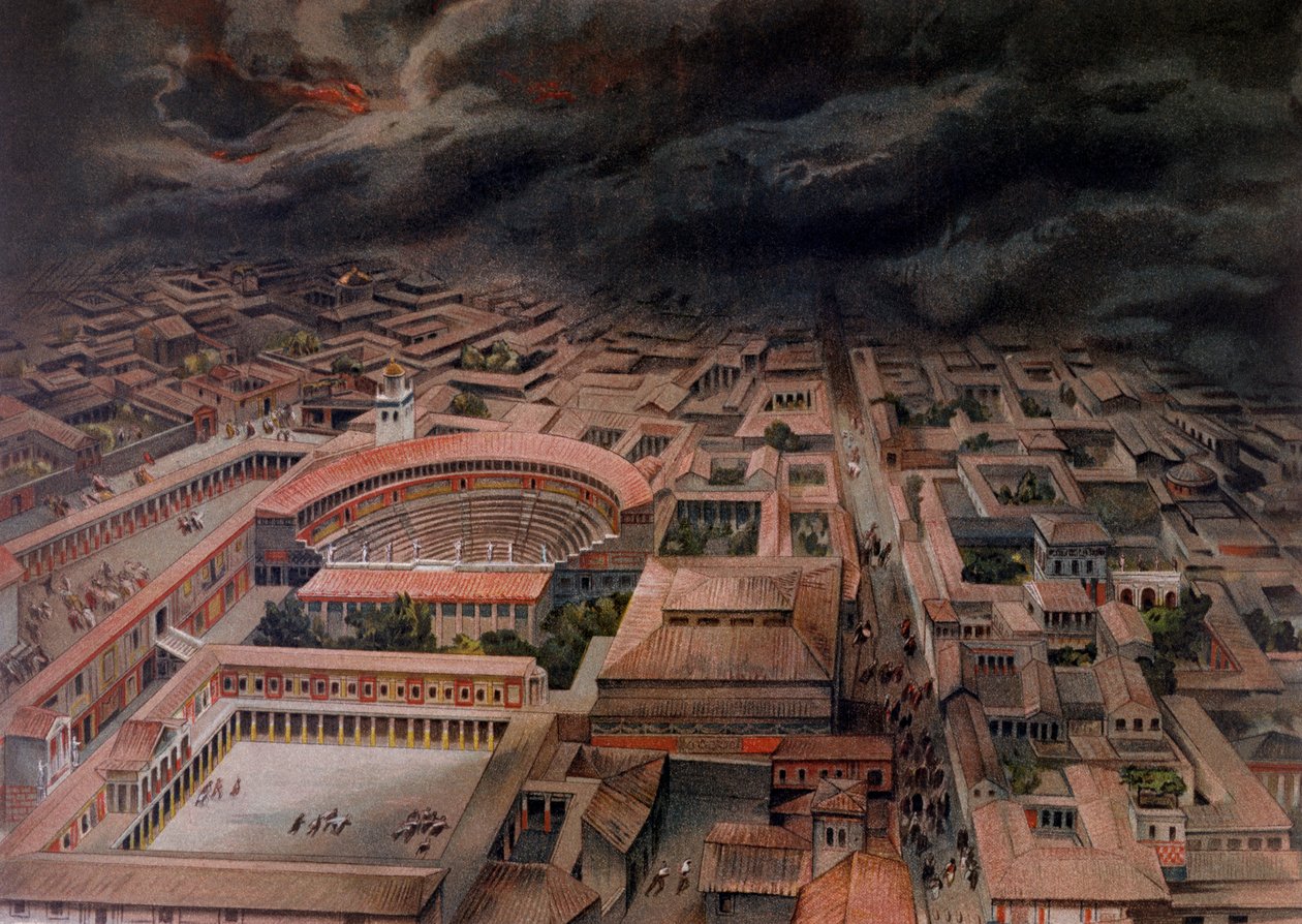 Vesuvs utbrudd i Pompeii i 79 e.Kr av Antonio Niccolini