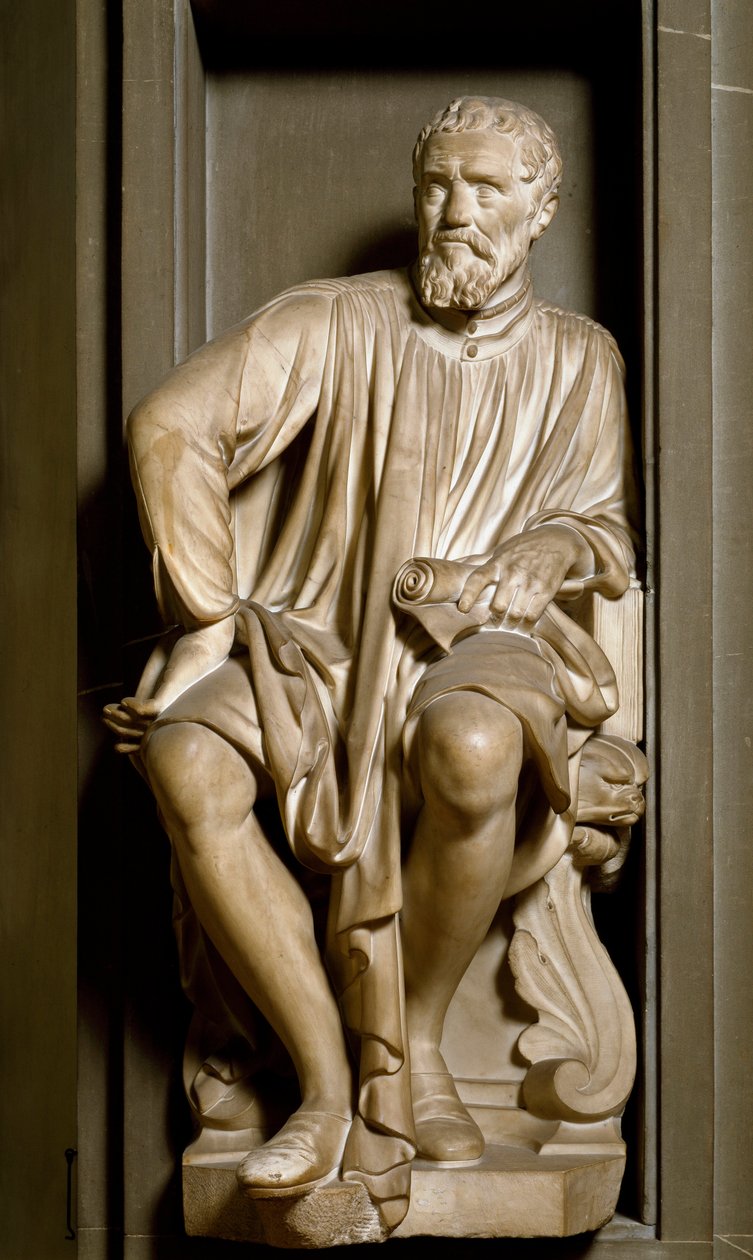 Portrett av billedhuggeren, maleren og arkitekten Michelangelo Buonarroti dit Michelangelo av Antonio Novelli