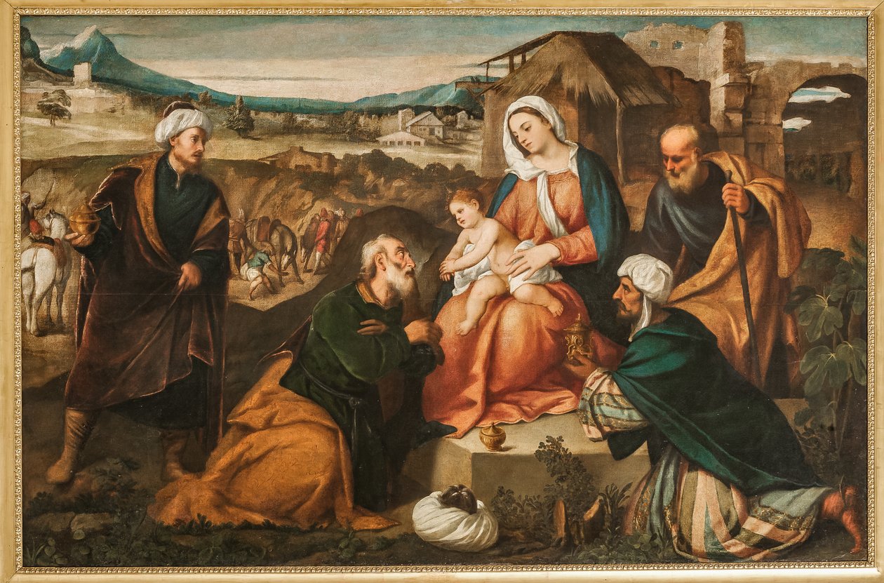 Adoration of the Magi (olje på lerret) av Antonio Palma
