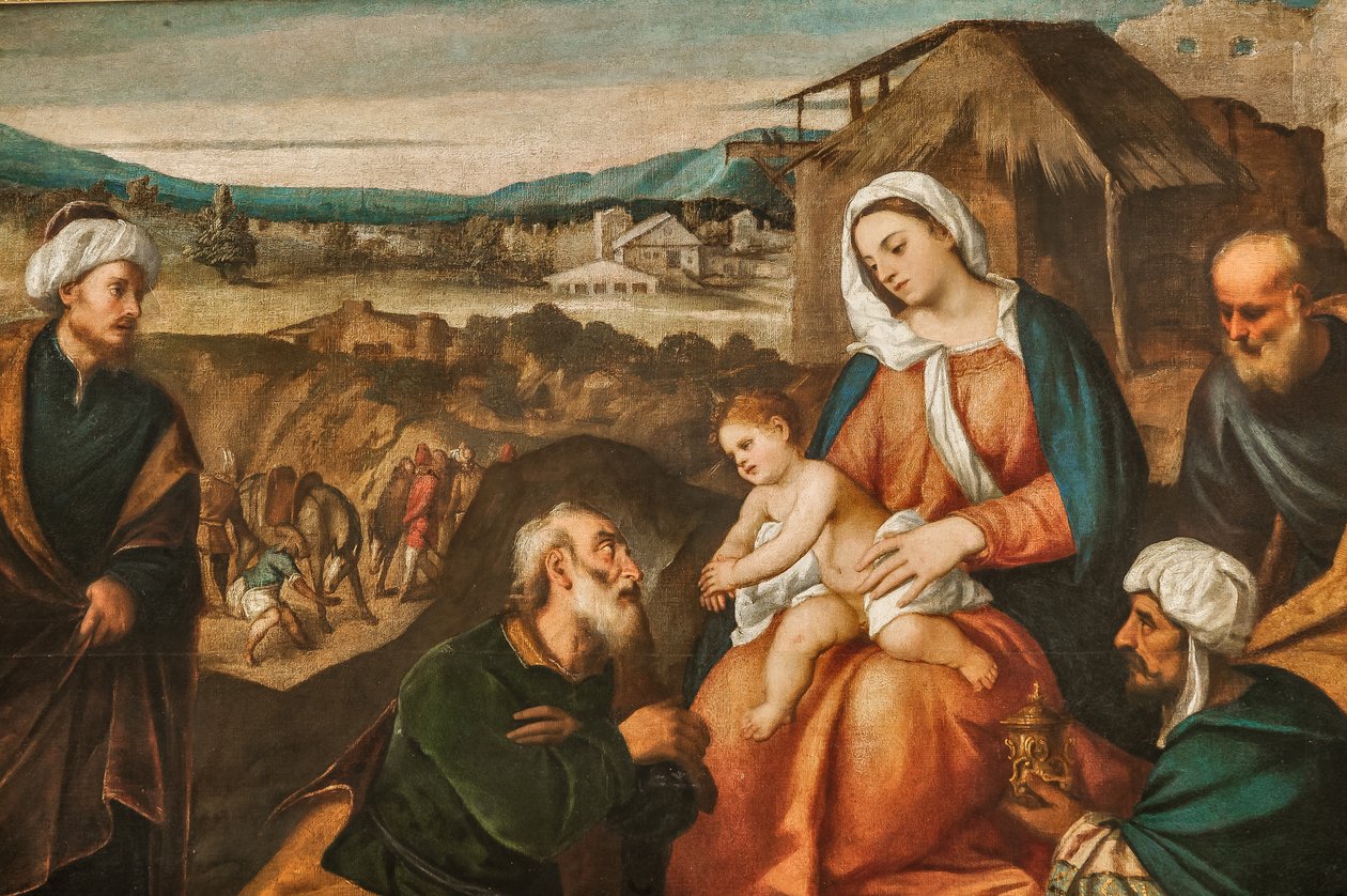 Adoration of the Magi, detalj av 2384624 (olje på lerret) av Antonio Palma