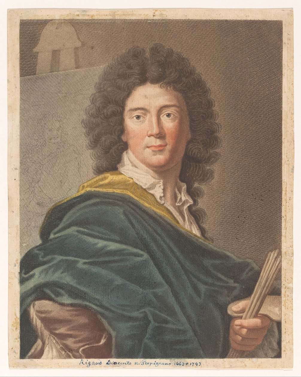 Portrett av kunstneren Hyacinthe Rigaud Portretter av artister (serietittel) av Antonio Pazzi