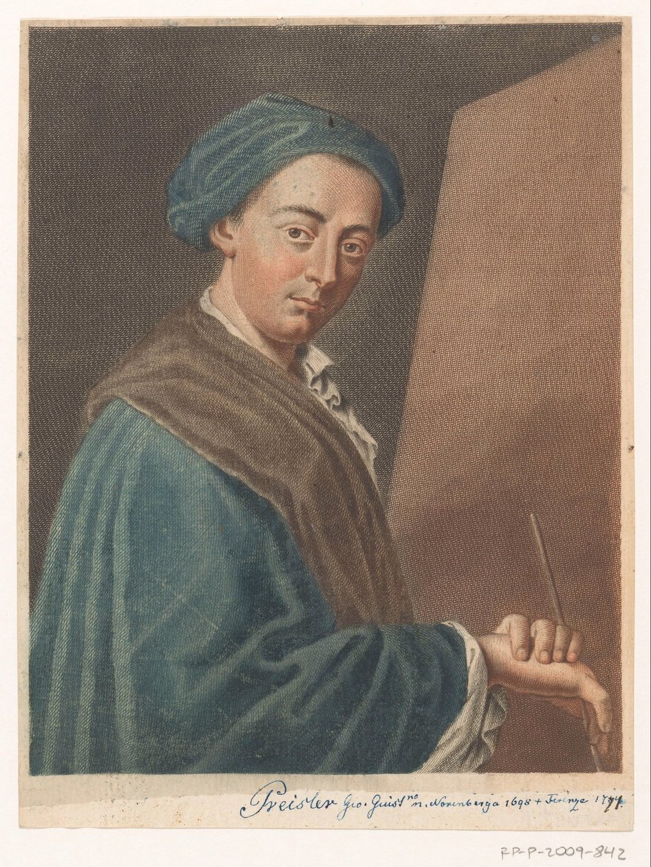 Portrett av kunstneren Johann Justin Preissler Portretter av kunstnere (serietittel) av Antonio Pazzi