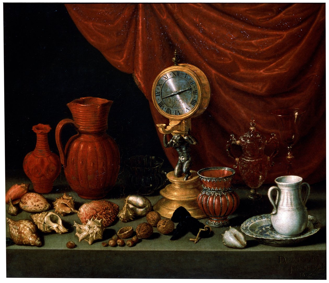 Stilleben med en klokke, 1652. av Antonio Pereda y Salgado