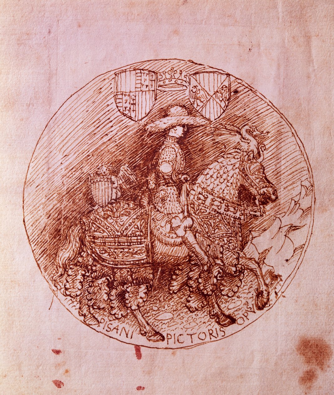 Design av Alfonso av Aragons medalje, av Antonio Pisanello (1395-1455) av Antonio Pisanello