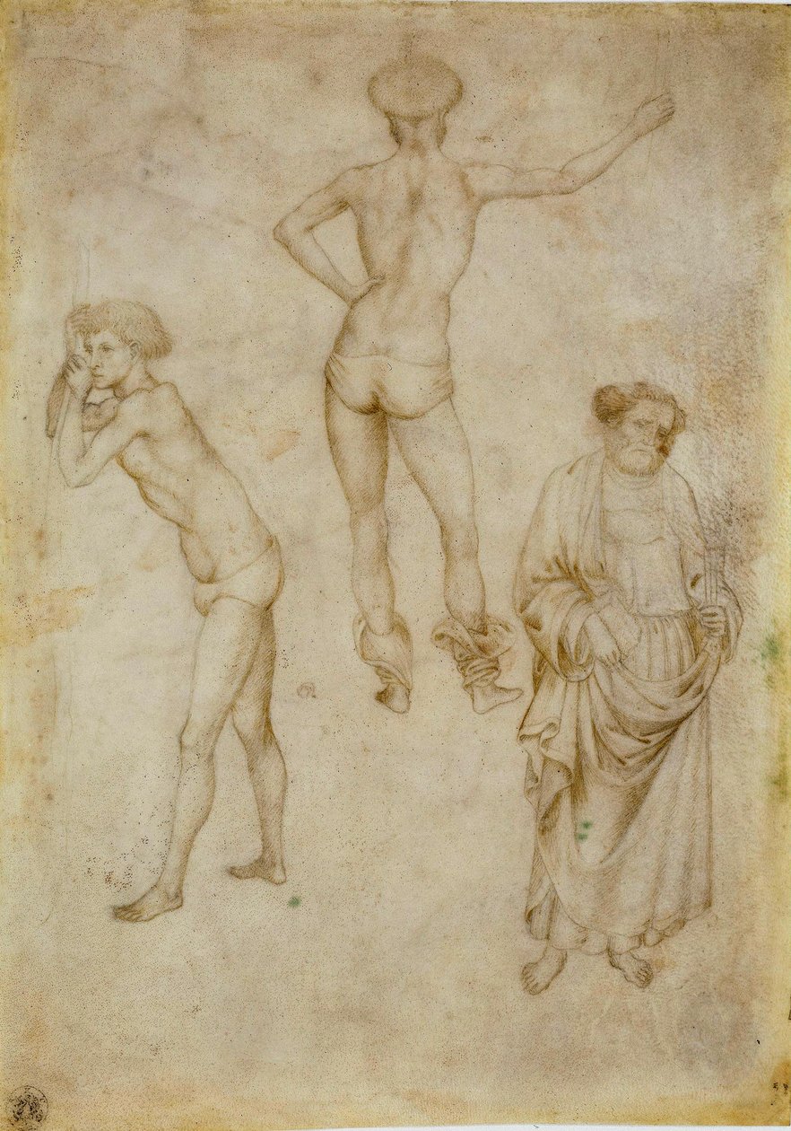 ""Figures masculines et saint Pierre"" (To mannsfigurstudier og Saint Peter) Etude Dessin d