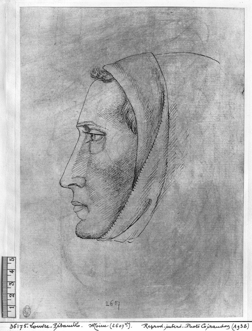 Hodet til en munk, fra The Vallardi Album av Antonio Pisanello