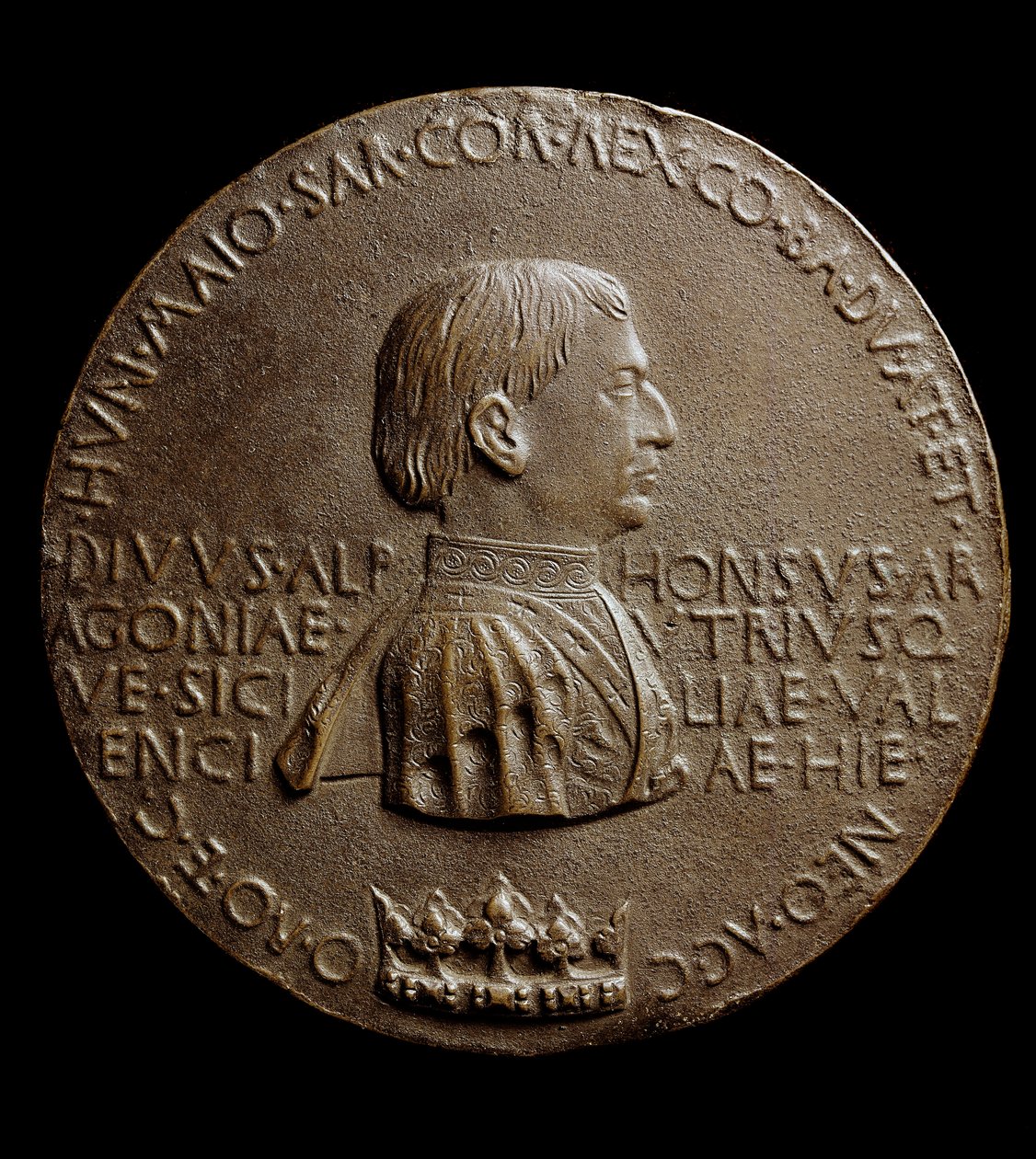 Medalje til Alfonso V av Aragon (Alfonso Magnanimus eller den store). På italiensk Alfonso den storslåtte eller Alfonso V av Aragon av Antonio Pisanello