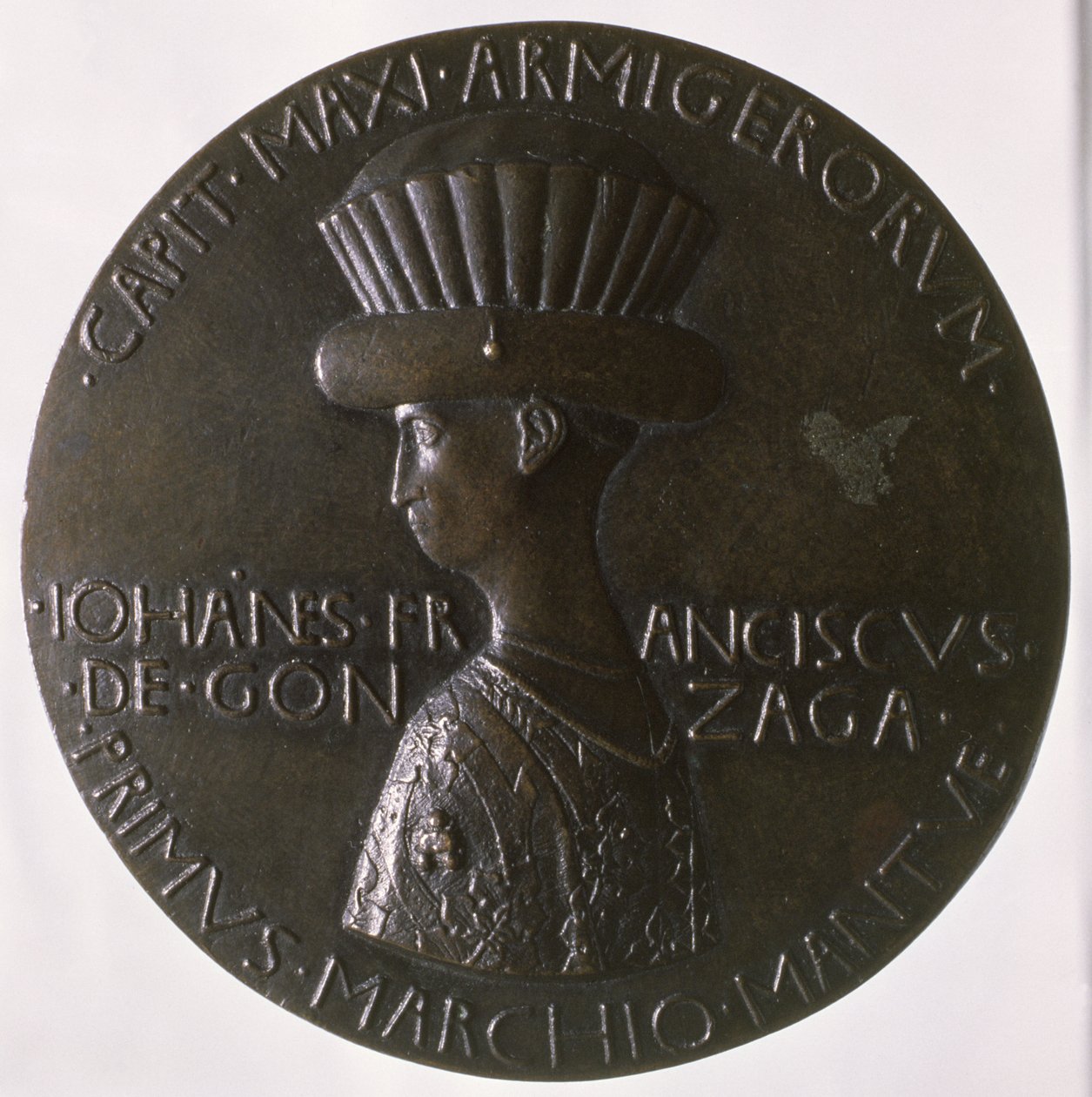 Portrettmedalje som viser Gianfrancesco Gonzaga (13945-1444) 1446-8 (bronse) (for bakside se 96844) av Antonio Pisanello
