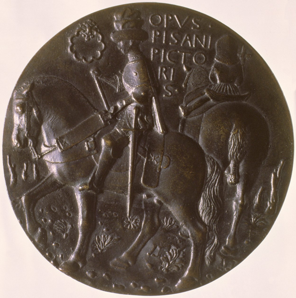 Portrettmedalje, bakside som viser Gianfrancesco Gonzaga 13945-1444 på en hest, 1446-8 bronse for forside se 96843 av Antonio Pisanello