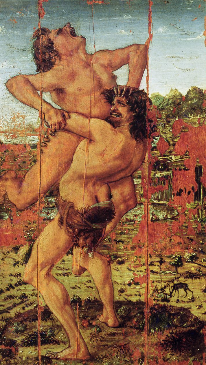 Hercules og Antaeus, 1478 (tempera på panel) (se også 162310) av Antonio Pollaiuolo