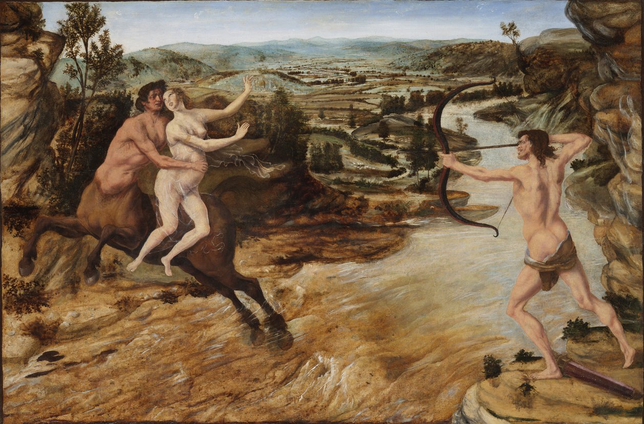 Hercules og Deianira, ca. 1475-80 (olje på panel overført til lerret) av Antonio Pollaiuolo