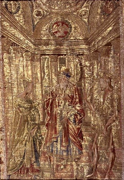 Døperen Johannes anklaget av Herodes, billedvev som skildrer scener fra helgenens liv (tekstil) av Antonio Pollaiuolo