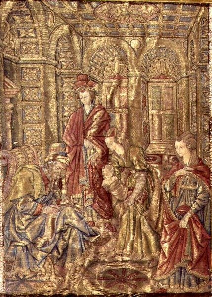 Navngivningen av døperen Johannes, billedvev som viser scener fra helgenens liv (tekstil) av Antonio Pollaiuolo