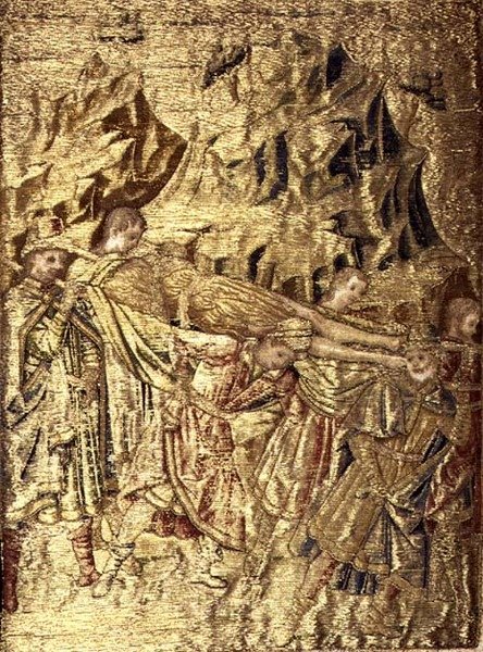 The Transportation of the Body of St. John the Baptist, billedvev som skildrer scener fra helgenens liv (tekstil) av Antonio Pollaiuolo
