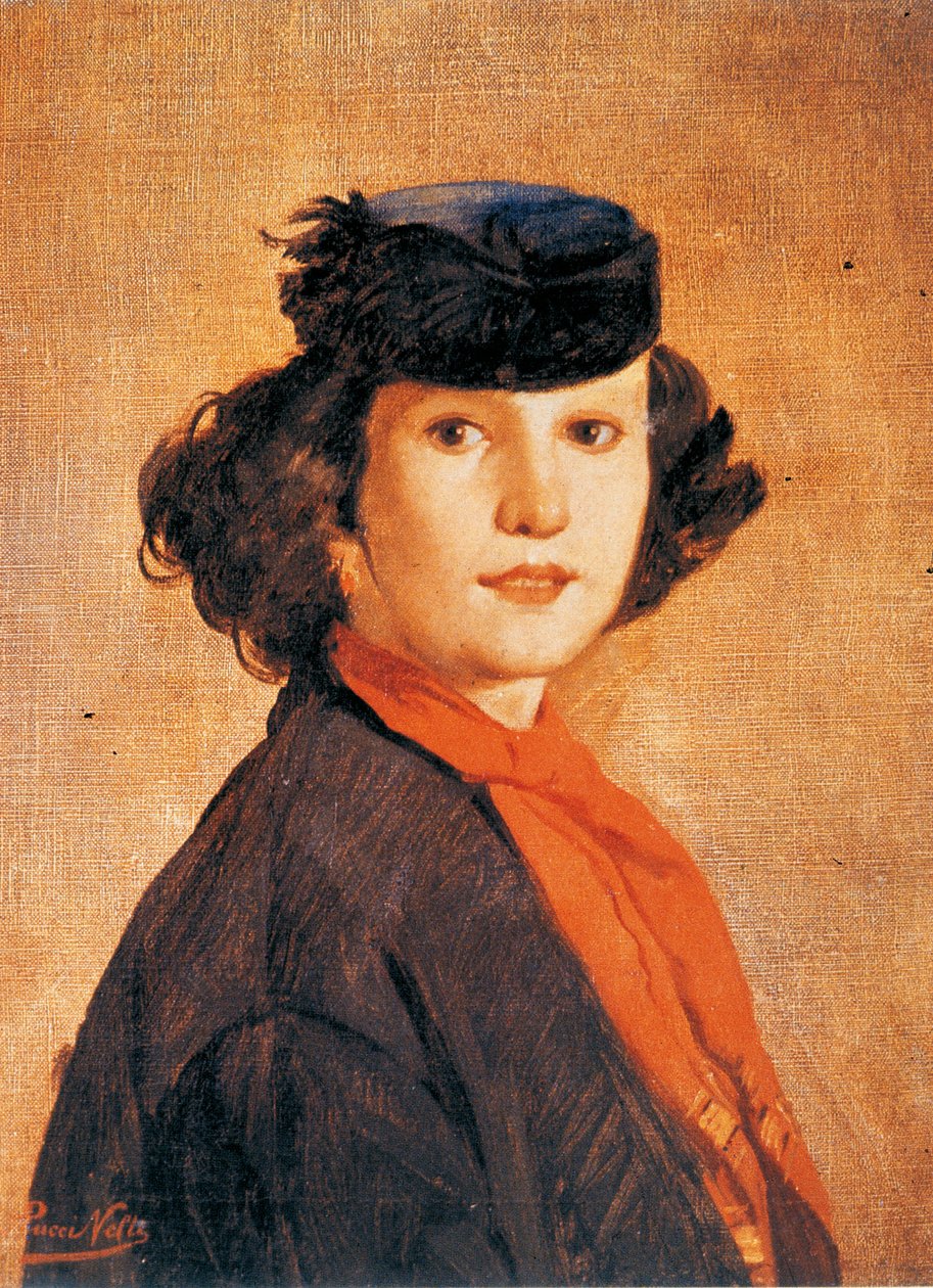 Portrait of Wife (Nerina Badioli) av Antonio Puccinelli, olje på lerret, rundt 1866, 54x42 cm av Antonio Puccinelli