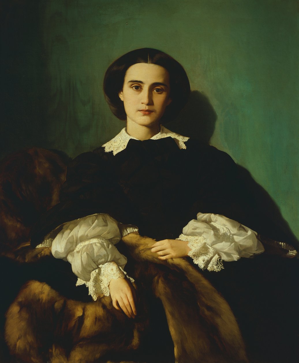 Portrett av adelskvinnen Morrocchi av Antonio Puccinelli (1822-1897), ca 1858, olje på lerret av Antonio Puccinelli