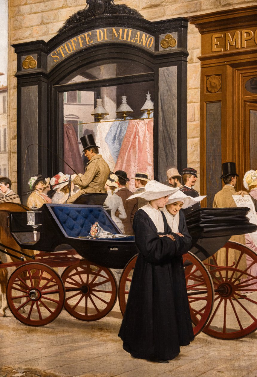 Epoken, detalj med en nonne og en vogn av Antonio Puccinelli
