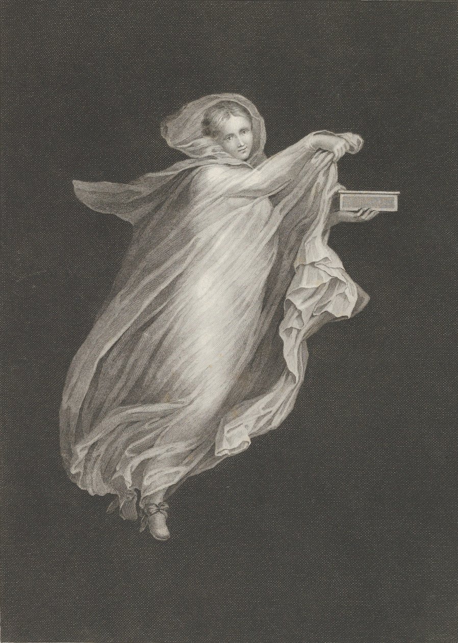 En bacchante iført hettesjal og holder en boks i venstre hånd, sett ag..., ca. 1795-ca. 1820. av Antonio Ricciani