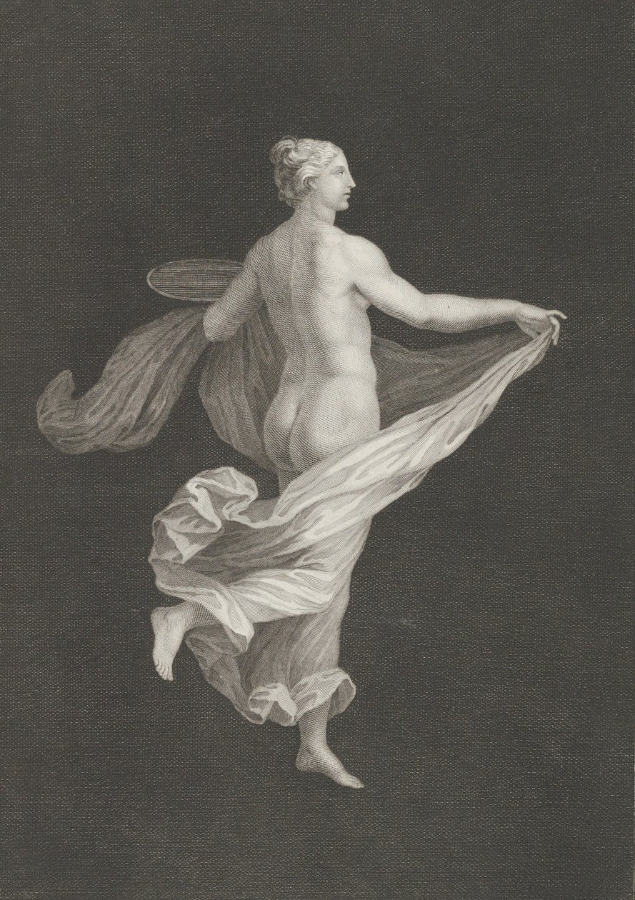 En delvis naken bacchante sett bakfra, vendt mot høyre og med en oval d..., ca. 1795-ca. 1820. av Antonio Ricciani