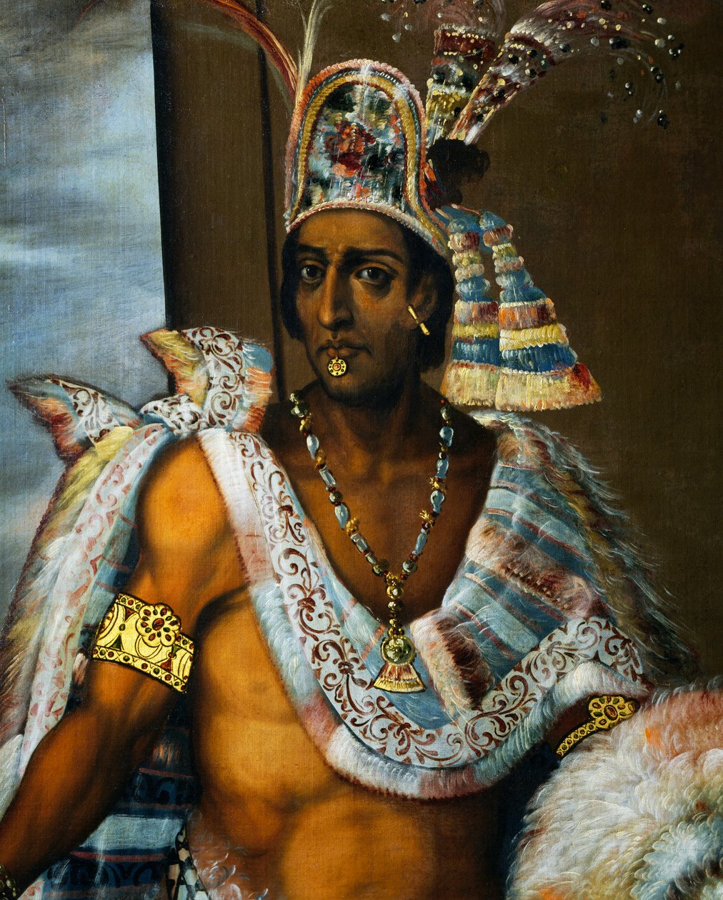 Portrett av Montezuma II Tenochtitlan (cirka 1466-1520), siste konge av aztekerne av Antonio Rodríguez