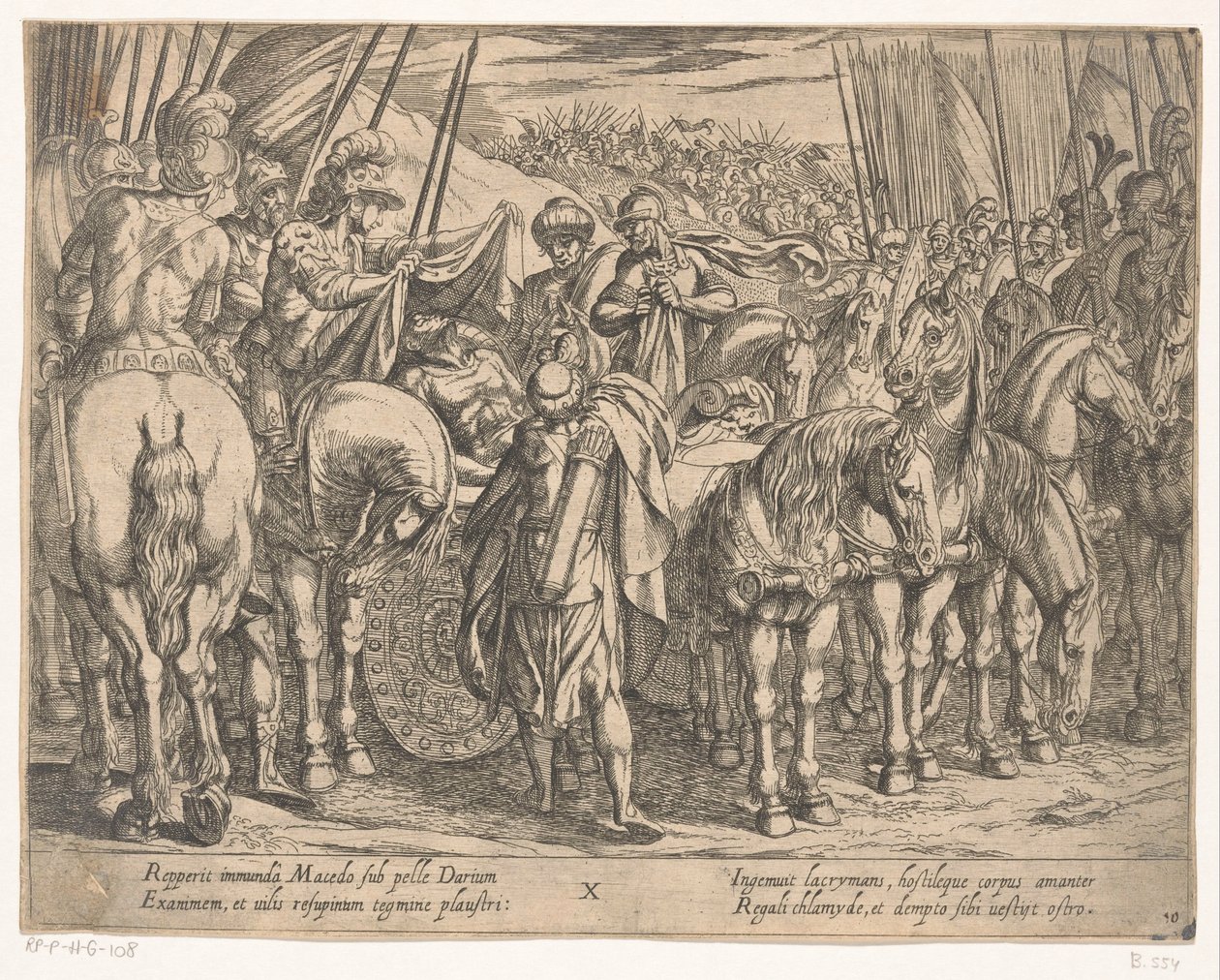 Alexander den store finner liket av Darius The Deeds of Alexander the Great (serietittel) Alexandri magni praecipvae res gestae (serietittel) av Antonio Tempesta