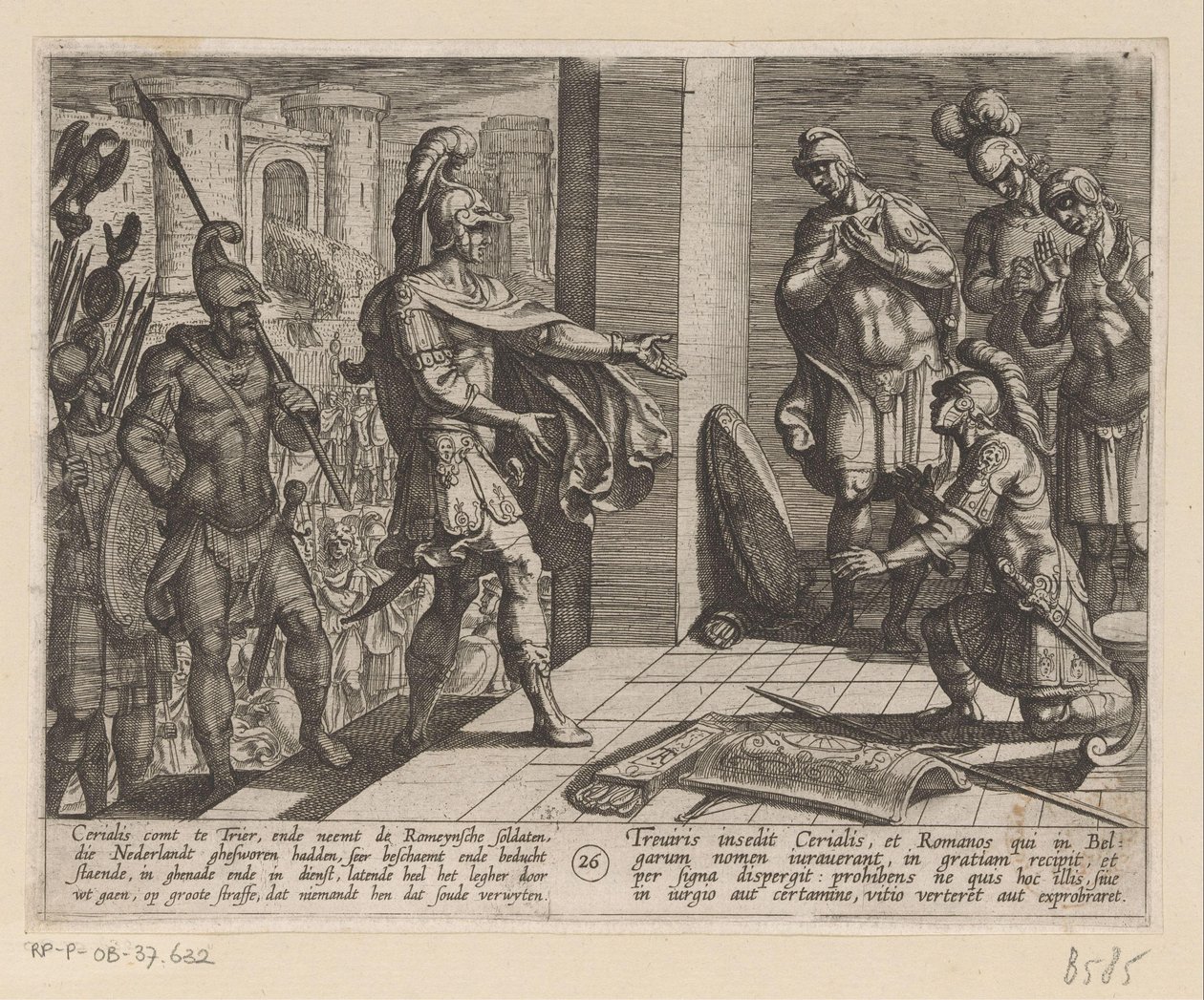 Cerialis tilgir romerske soldater som hjalp Julius Civilis De bataviske krigene mot romerne (serietittel) Batavorum cum Romanis Bellum (serietittel) av Antonio Tempesta