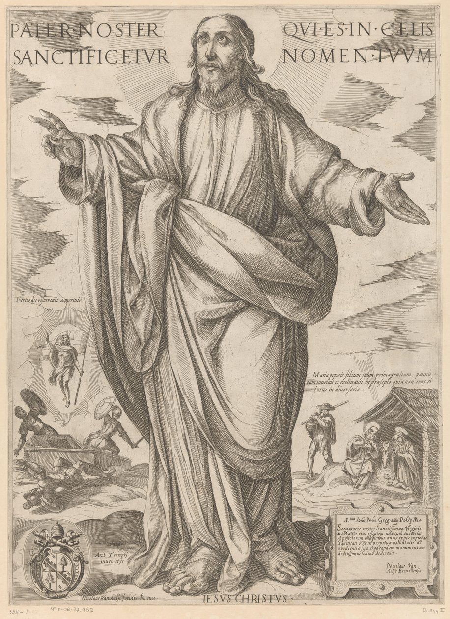 Kristus Fader vår som er i himmelen, helliget bli ditt navn (tittel på objekt) Kristus, Maria og apostelen (serietittel) av Antonio Tempesta