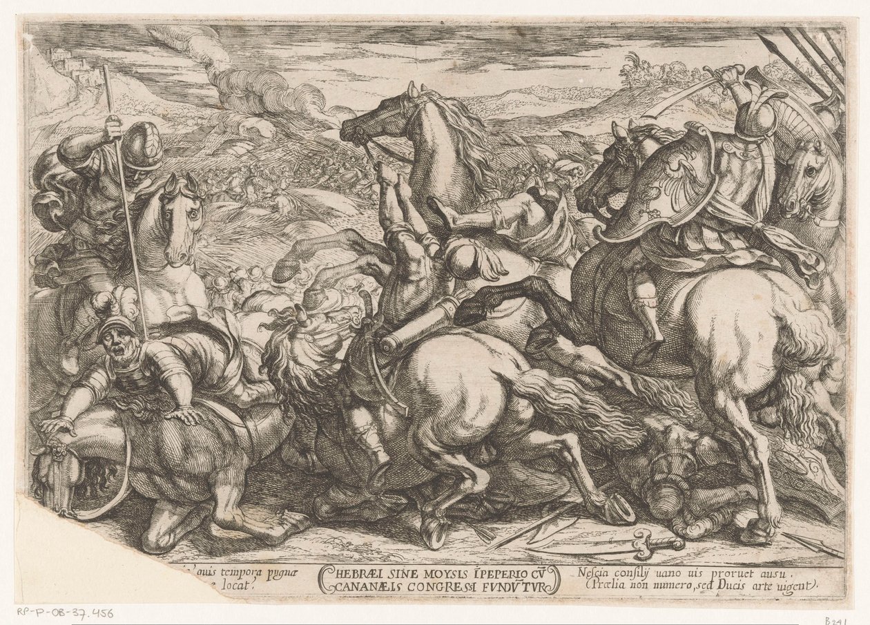 Israelittene ble beseiret av kanaanittene fordi de var ulydige mot Moses Hebrael sine Moysis iperio cv cananaels congressi fundutur (tittel på objekt) Det gamle testamente kampscener (serietittel) av Antonio Tempesta
