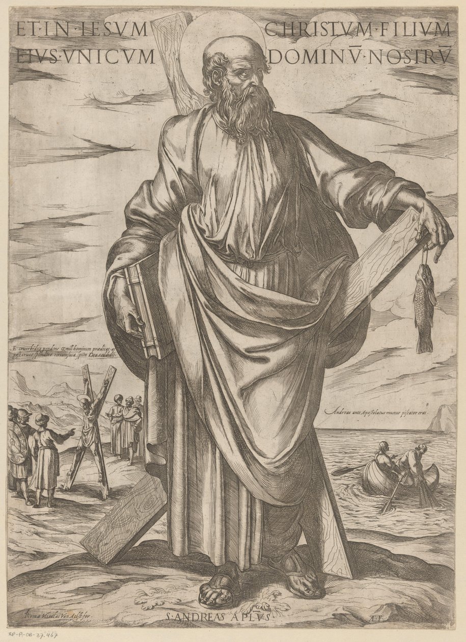 Av St. Andrew Og i Jesus Kristus, hans eneste sønn, vår Herre (tittel på objekt) Kristus, Maria og apostelen (serietittel) av Antonio Tempesta