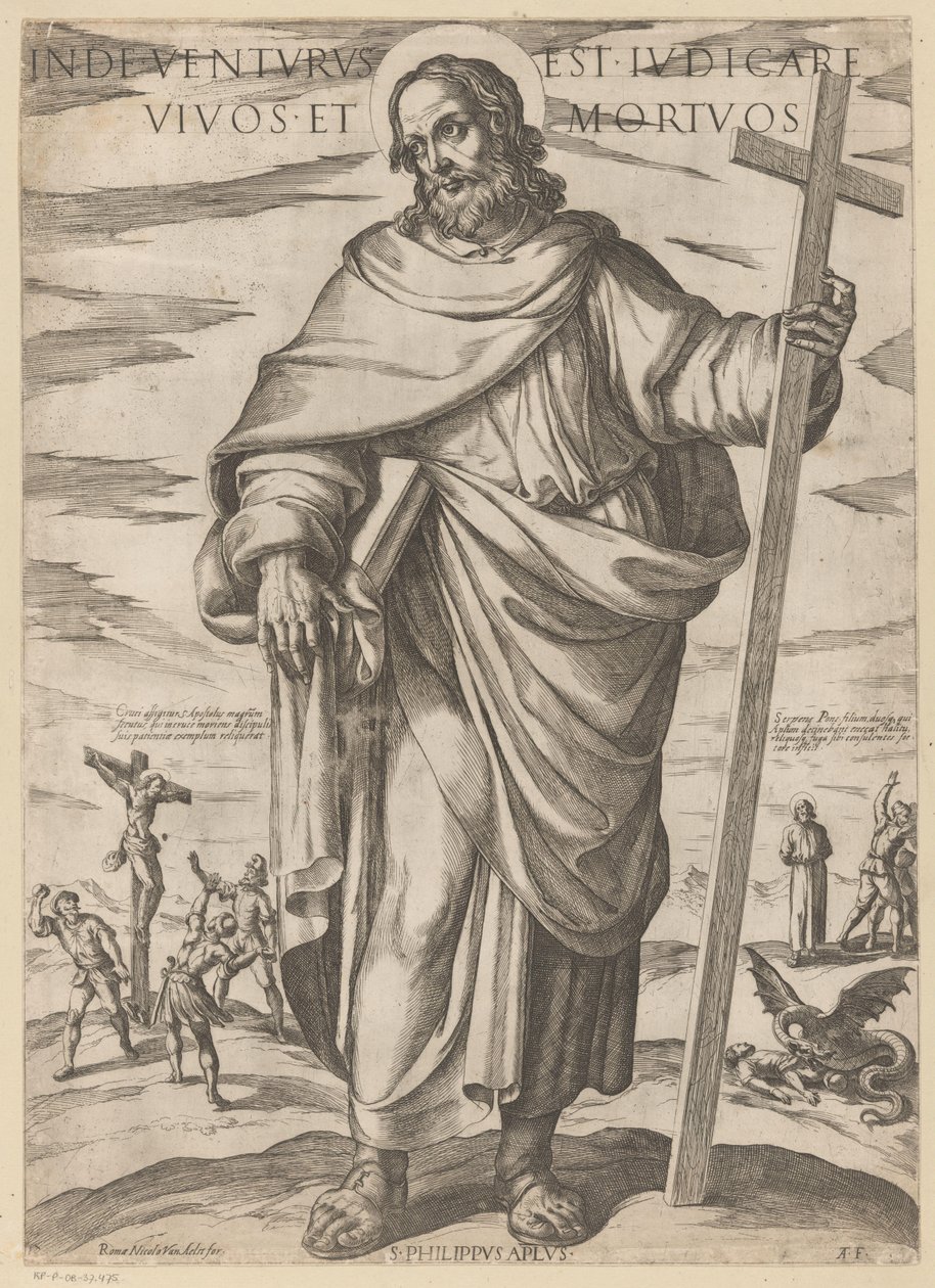 De heilige Filippus Han vil komme for å dømme levende og døde (tittel på objekt) Kristus, Mary en de apostelen (serietittel) av Antonio Tempesta