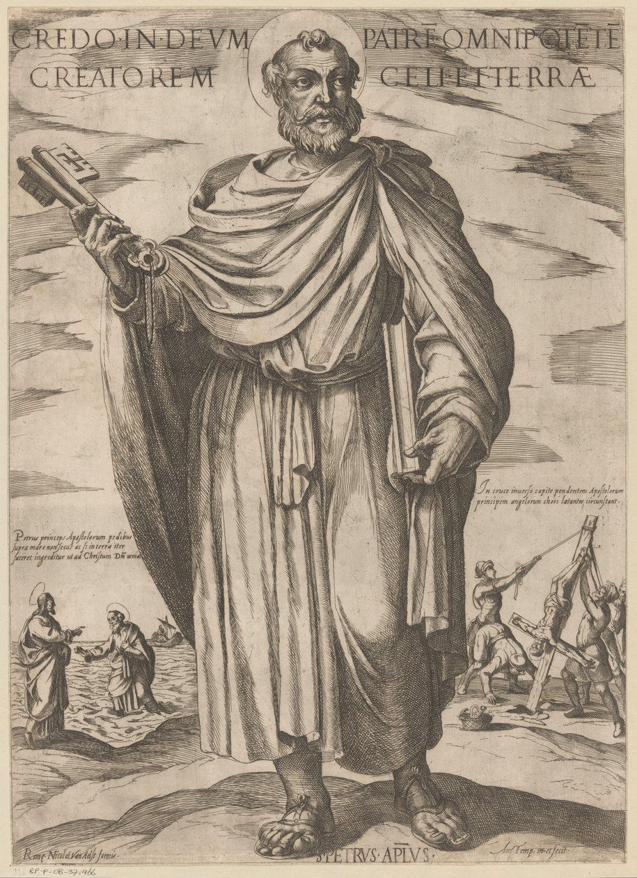Av Sankt Peter Jeg tror på gud, far, den allmektige skaperen av himmel og jord (tittel på objekt) Kristus, Maria og apostelen (serietittel) av Antonio Tempesta