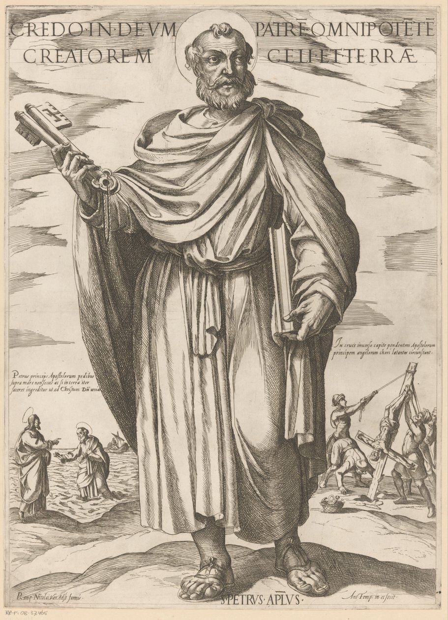 Av Sankt Peter Jeg tror på gud, far, den allmektige skaperen av himmel og jord (tittel på objekt) Kristus, Maria og apostelen (serietittel) av Antonio Tempesta