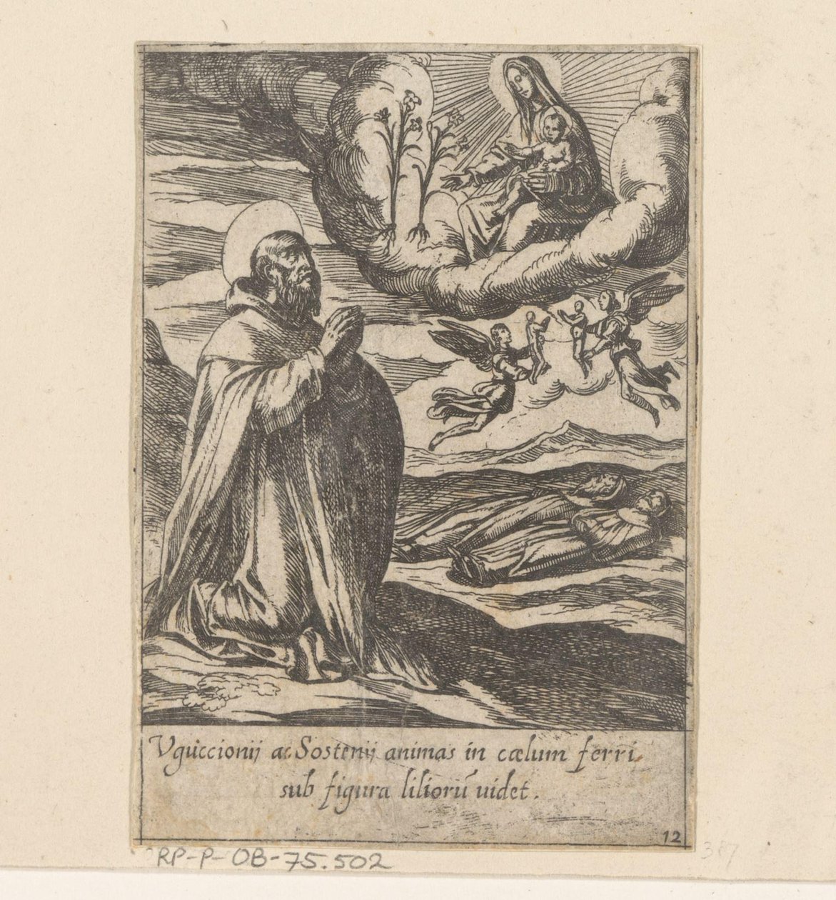 De heilige Philippus bidt for de zielen av twee broeders Het Leven van Philippus Benitius (serietittel) Livet til B. Philippi Benicius Florent. ord. Tjener til B. Mary the Virgin (serietittel) av Antonio Tempesta