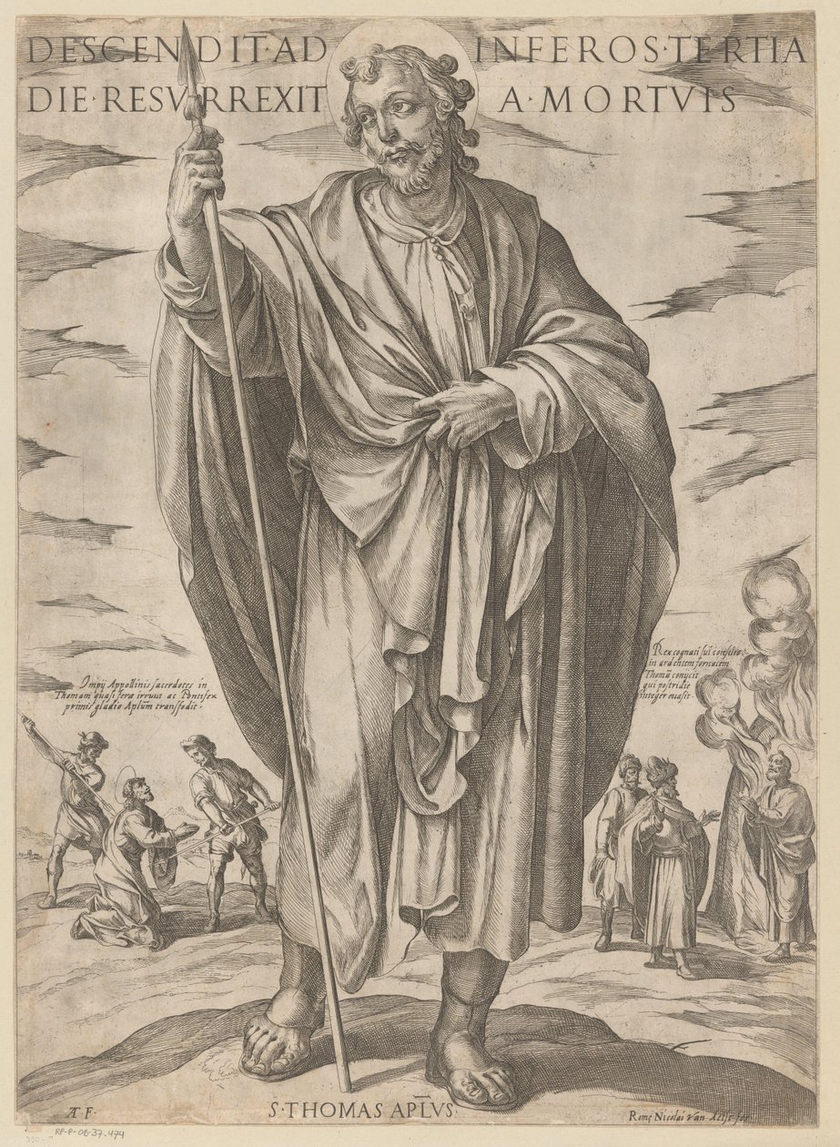 Av St. Thomas Ned til helvete på den tredje dagen sto opp fra de døde (tittel på objekt) Kristus, Maria og apostelen (serietittel) av Antonio Tempesta