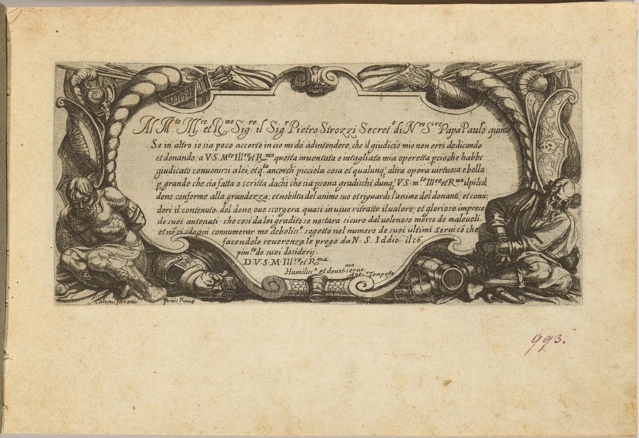 Frontispice: Dedikasjon til Pietro Strozzi av Antonio Tempesta